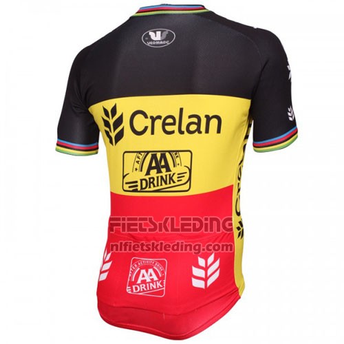 2016 Fietskleding Crelan AA Zwart en Geel Korte Mouwen en Koersbroek